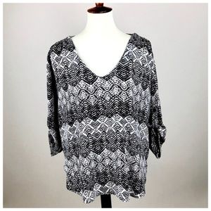 Misi Black & White Boho Patterned Blouse